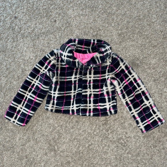 Betsy Johnson kids faux fur black/tan/pink coat/ cat purse lot - Picture 3 of 14